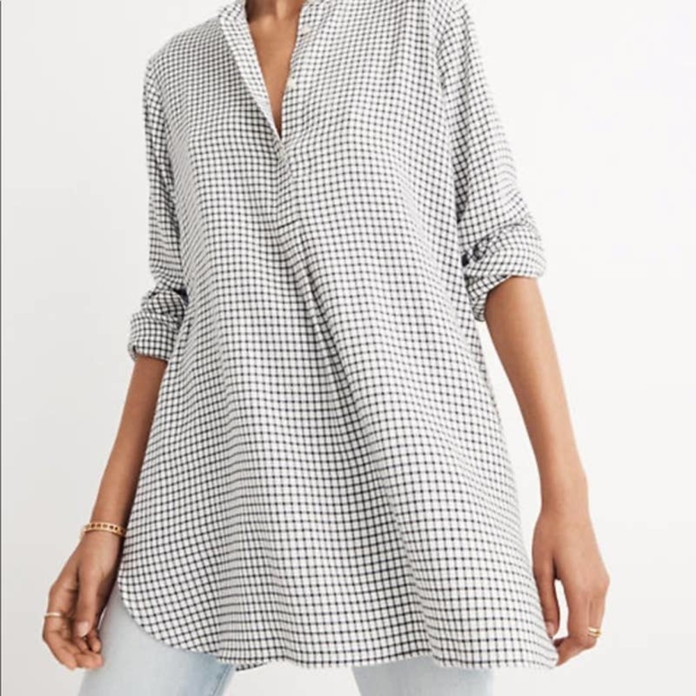 Madewell Wellspring Tunic Popover Shirt in Windowpane Size Small